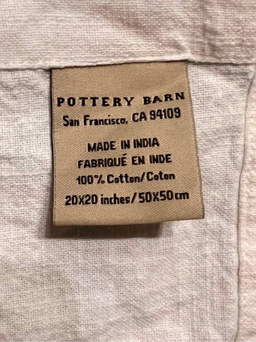Pottery Barn Set of 6 Cotton Dinner Napkins 20x20 White Beige Farmhouse 1 Extra